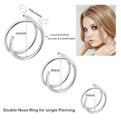 ONESING 9-40 Pcs Nose Rings - Hoops, Studs & L Shape - Hypoallergenic Stainless Steel Nose Piercings for Women & Men - color: Colorful-32 Pcs