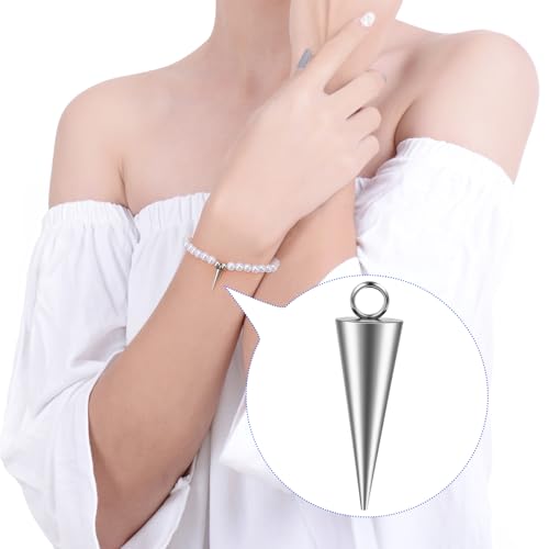 Cone Charm, Punk Style Spike Pendants with Small Hole, Glossy Gothic Dangle Cone Pendants Charm - color: Silver,Stainless Steel,25pcs,0.71"
