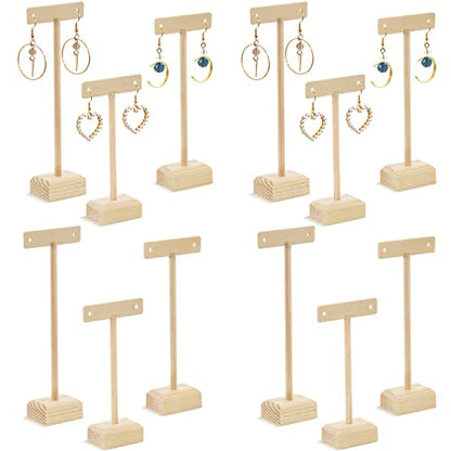 Marsui Earring Display Stands for Selling Set Wooden T Bar Jewelry Display Stand Holder for Necklaces Bracelet Showroom Trade - color: Wood