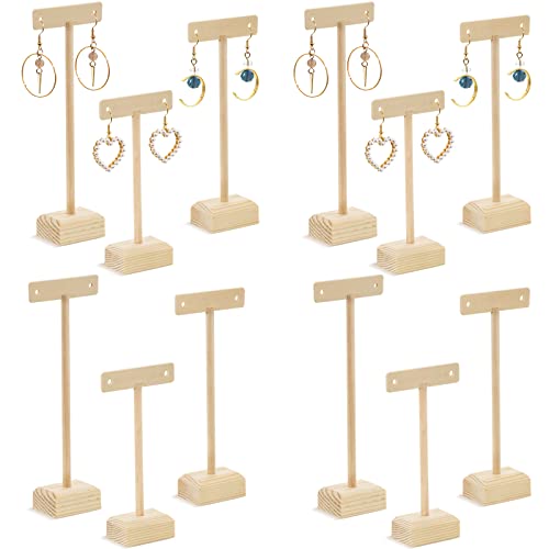 Marsui Earring Display Stands for Selling Set Wooden T Bar Jewelry Display Stand Holder for Necklaces Bracelet Showroom Trade - color: Wood