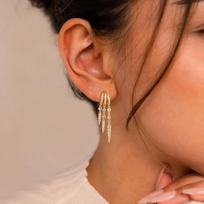 Freekiss Pearl Earrings for Women Trendy: Flat Back Stud Earrings 14K Gold Plated/925 Sterling Silver Freshwater Pearl Dangle Earrings Cute Bow Earrings Wedding Jewelry Birthday Gifts for Women Girls - style: Long Zircon-GD