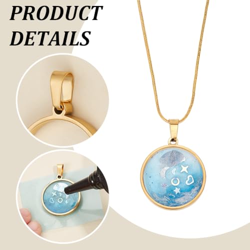 UNICRAFTALE Round Open Back Bezel Pendants Stainless Steel Ring Frame Pendants Geometric Blanks Charms Hollow Frame Pendant Cabochon Settings for Earrings Necklace Bracelet Jewelry Making - color: Gold