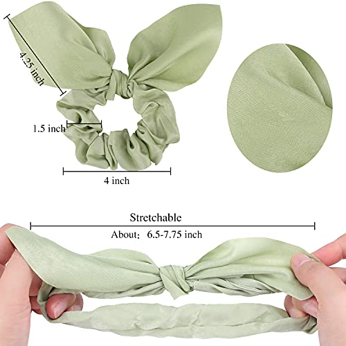 Jaciya Hair Ties: Silk Bunny Ears and Tail Scrunchies for Girls and Women Hair Accessories (Pink/Blue/Green/Yellow/Purple/White) - color: Pink/Blue/Green/Yellow/Purple/White