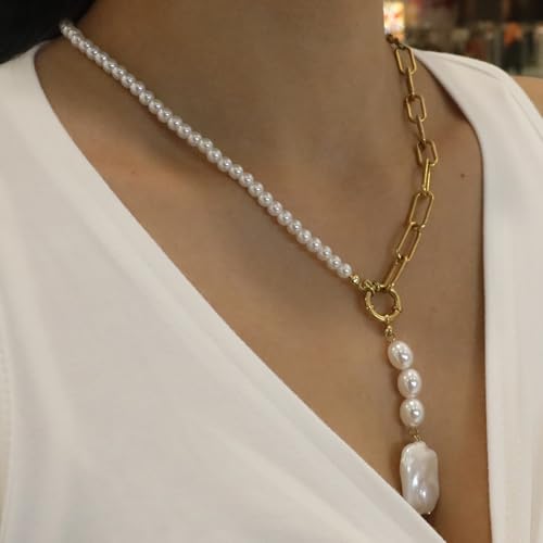 Wellike Colorful Beaded Necklaces For Women Pearl Choker Necklace 18k Gold Plated Dainty Handmade Summer Trendy Jewelry - color: KKWX754