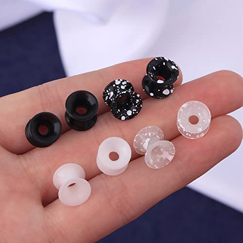 OUFER 8PCS Silicone Ear Gauges Flexible Ear Tunnels Plugs Stretchers Expander Double Flared Flesh Ear Piercing Jewelry for Women Men - color: 4G(5mm)