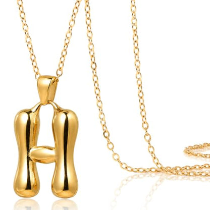 DoDoBeads Stainless Steel Initial Necklace, Waterproof 18K Gold Plated Necklace, Non-Tarnish Chunky Monogram Jewelry Gifts for Women, Mothers Day Gift - style: H