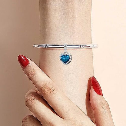KunBead Dangle January-December Birthstone Love Heart Birthday Charms Compatible with Pandora Charm Bracelet Necklace - color: December