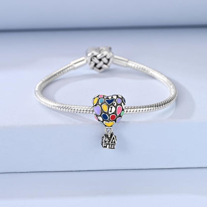 925 Sterling Silver Charms for Bracelets and Necklaces Beads Jewelry Charms for Women - color: Heart Hot Air Balloon House Charm