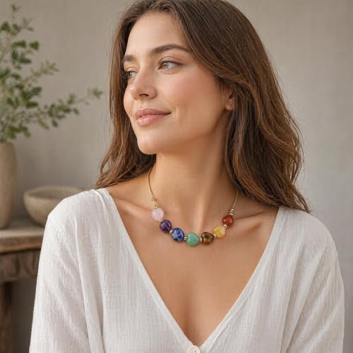 Heart Crystal Bracelet,Natural Gemstone Healing Bead Bracelet | Handmade Jewelry Gifts for Women Men,Graduation Gift for Her - color: S Love Necklace