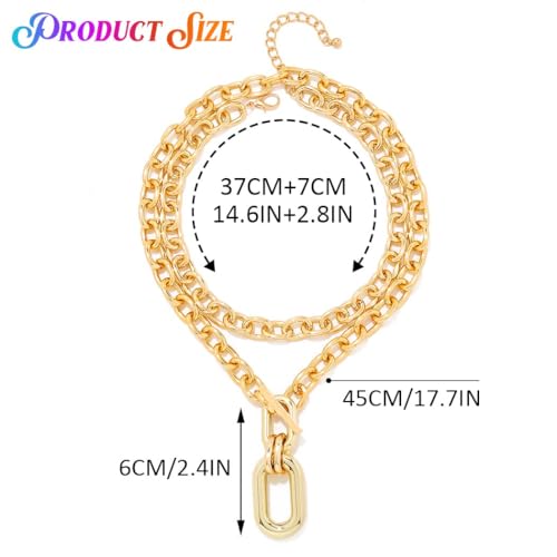 CLOACE Chunky Choker Necklaces Layered Pendant Necklace Chain Punk Thick Necklace Accessories for Women - color: gold