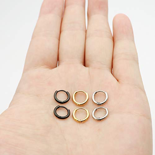 EACHLP Tiny Hoop Earrings 18K Real Gold Plating Surgical Steel Unisex - style: 7MM Hoops