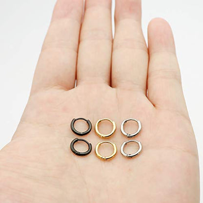 EACHLP Tiny Hoop Earrings 18K Real Gold Plating Surgical Steel Unisex - style: 7MM Hoops