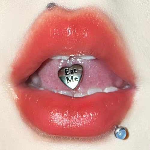 14G Stainless Steel Heart Letter Tongue Rings for Women Silver Tongue Piercing Jewelry Cartilage Conch Straight Barbell Studs Tongue & Cartilage Piercing Jewelry 16mm - style: Style1