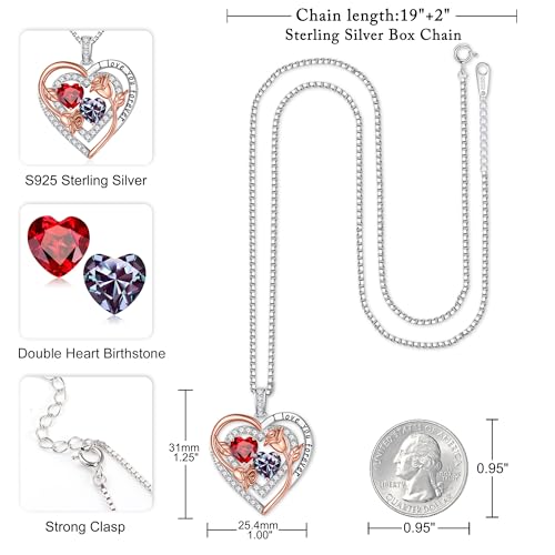 Iefil Birthstone Necklace for Women - Sterling Silver Birthstone Necklace, Anniversary Birthday Gifts for Wife Girlfriend Mom - color: 01-06-Jan-Jun Birthstone