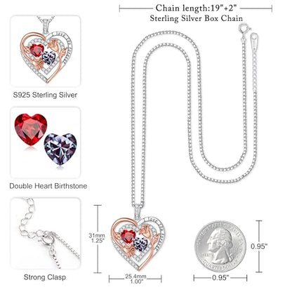 Iefil Birthstone Necklace for Women - Sterling Silver Birthstone Necklace, Anniversary Birthday Gifts for Wife Girlfriend Mom - color: 01-06-Jan-Jun Birthstone