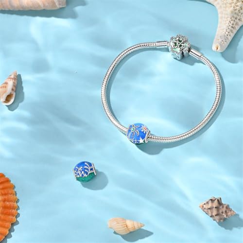 Pandach 925 Sterling Silver Charms for Bracelets and Necklaces Travel Round The World Beads Charms Relaxation Dangle Pendant,Jewelry Beads Gifts for Women - style: Under the Sea Star Beads