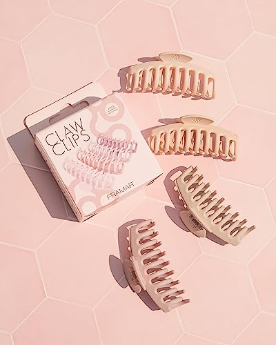 FRAMAR Large Claw Clips For Thick Hair, Large Hairclip Thick Hair | Big Hair Claws Clip For Women, Pink Hairclips, Pink Claw Clip, 4 Pack Non Slip Matte Finish - color: Blush