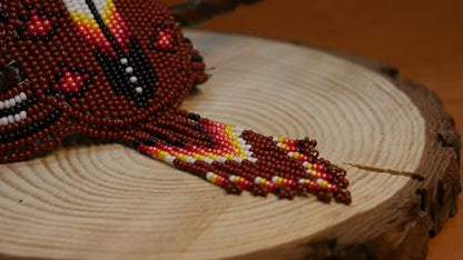 Beaded Hair Clips Native American Style Handmade Collection (Brown Feather) - color: Brown Feather