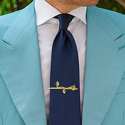 HAWSON 2 inch Tie Clip for Men-Novelty Sport Necktie Bar Clip,Tie Pin,Special Interesting Gift for Men - style: Gold Rose