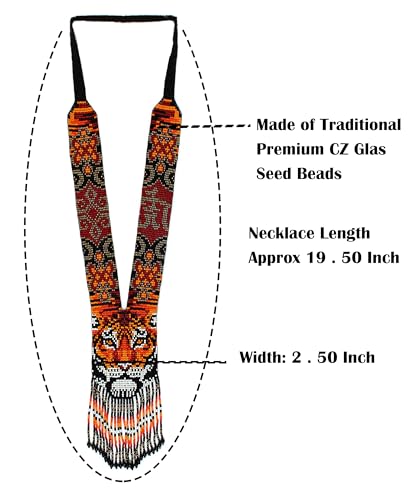 Long Beaded Necklace – Boho Native Handmade Seed Bead Tassel Necklace, Bohemian Large Statement Beaded Necklace for Women and s - color: Pattern 7