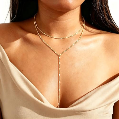 Long necklaces for women, Dainty Statement Pendant, Long Chain Jewelry for Women, Y-Shaped Necklace Simple CZ Necklace Jewelry Gifts - style: Layered Long Necklaces
