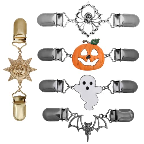 4-Piece Vintage Sweater Swirl Cape Cloak Clips for Dress Retro Cardigan Shawl Collar Clasp Dress Shirt Button Clip for Girl Women - color: Halloween