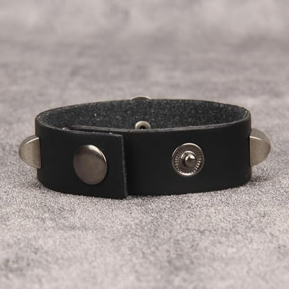 Jeilwiy Punk Leather Wristbands for Men Bracelets Handmade Wide Cuff Bangle Braided Jewelry Black Brown Adjustable - Punk Father's Gifts - color: Skull Metal Bracelet