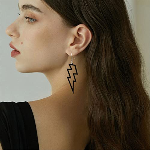 ONLYJUMP Acrylic Exaggerated Lightning Earrings Statement Punk Retro Geometric Delicate Neon Personalized Earrings Accessory Jewelry for Women - color: Black