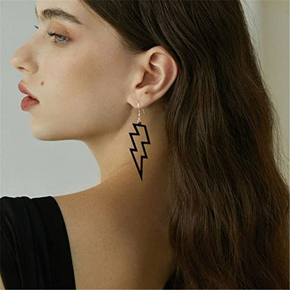 ONLYJUMP Acrylic Exaggerated Lightning Earrings Statement Punk Retro Geometric Delicate Neon Personalized Earrings Accessory Jewelry for Women - color: Black