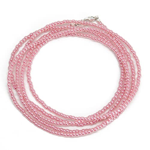 Kathy Bankston Handmade Impatiens Pink Seed Bead Necklace, Thin 1.5mm Single Strand