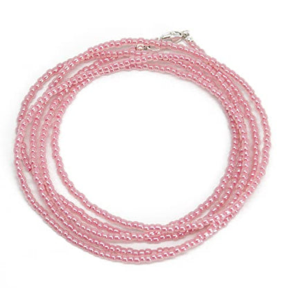 Kathy Bankston Handmade Impatiens Pink Seed Bead Necklace, Thin 1.5mm Single Strand