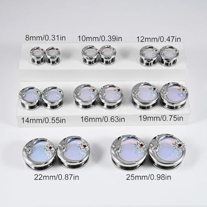 2PCS Sun Moon Ear Tunnels Plugs Flash Film 316L Stainless Steel Screw Ear Expander Stretcher Piercing Ear Gauges Body Jewelry 8mm-25mm - color: 3/4"(19mm)