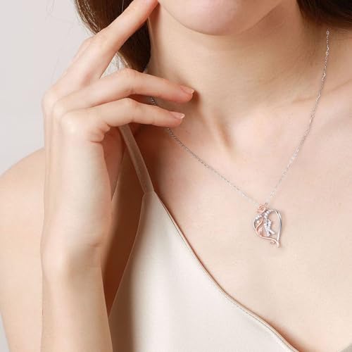 Iefil Rose Heart Initial Necklace, Anniversary Birthday Gifts for Women | Gift Box Packaging, 925 Sterling Silver, Jewelry Gift for Her Wife Mom Girlfriend, Initial A-Z, 19+2inches - color: IEFIL Jewelry Box, style: T