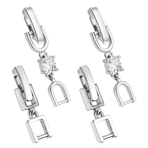 Foldover Clasp Extender Foldover Extension Jewelry Clasps 4 Pcs Silver Plated Fold Over Clasp Necklace Extension Clasps Metal Bracelets Extenders Small Fastener for Women Jewelry Making Repair Kit