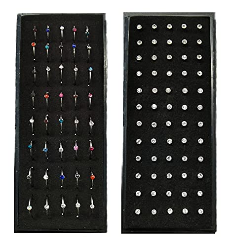 Tornito 100Pcs Bone Nose Studs Stainless Steel Multicolor Cubic Zirconia Nose Rings Stud Hoop Tragus Cartilage Nose Ring Labret Nose Piercing Pin Jewelry for Women Men 1.5mm 2mm 2.5mm 20G 22G - style: C:60Pcs 2.5mm CZ+40Pcs 8mm Nose hoop