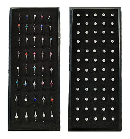 Tornito 100Pcs Bone Nose Studs Stainless Steel Multicolor Cubic Zirconia Nose Rings Stud Hoop Tragus Cartilage Nose Ring Labret Nose Piercing Pin Jewelry for Women Men 1.5mm 2mm 2.5mm 20G 22G - style: C:60Pcs 2.5mm CZ+40Pcs 8mm Nose hoop