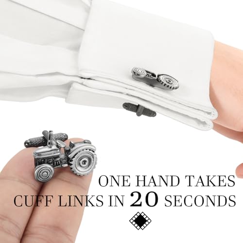 HAWSON Various Unique Cuff Links Mens, Animal/Tactical/Music/Holiday/Cufflinks, Themed Wedding Dinner Party Gift Suit Accessories - style: Tractor