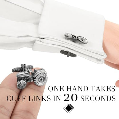 HAWSON Various Unique Cuff Links Mens, Animal/Tactical/Music/Holiday/Cufflinks, Themed Wedding Dinner Party Gift Suit Accessories - style: Tractor
