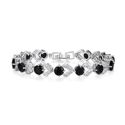 Crysdue Marquise Teardrop Cubic Zirconia Wedding Bridal & Prom Tennis Bracelets for Brides Bridesmaids, Silver/Gold/Rose Gold Plated Bracelet Gifts for Women - style: O_Black 7.1-8.2 Inch