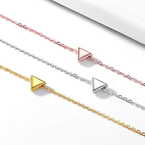 ChicSilver 925 Sterling Silver Cross/Heart/Butterfly/Star/Moon Necklace for Women, Hypoallergenic Dainty Small Silver Pendant Necklaces (with Gift Box) - style: 07.Triangle