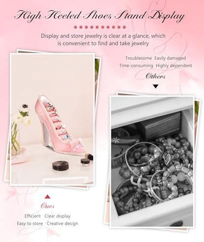 Jewelry Display Stand, Earring Necklace Ring Holder, Model Dress High heeled Shoes Earring Necklace Ring Jewelry Holder Stand Display (Pink) - color: Pink
