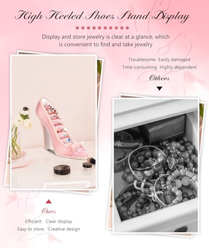 Jewelry Display Stand, Earring Necklace Ring Holder, Model Dress High heeled Shoes Earring Necklace Ring Jewelry Holder Stand Display (Champagne) - color: Champagne