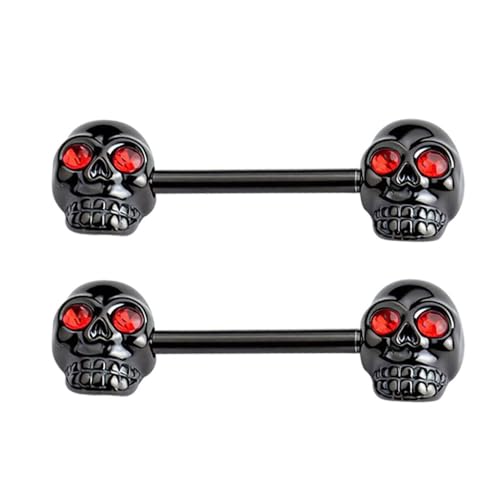 Gothic Skull Nipple Rings for Women Punk Skeleton Industrial Nipplerings Nipple Piercing Barbell Nipple Shield Studs Industrial Barbell Earrings Halloween Body Jewelry