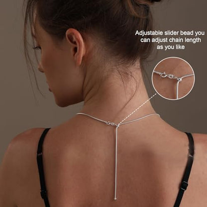 LeCalla 925 Sterling Silver Italian Jewelry Adjustable Chain Necklace, Sliding Bolo Chain Necklace for Women Slider Chain 14 to 24 Inch. - color: Snake Chain
