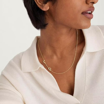 M MOOHAM Sideways Two Initial Necklaces for Women Girls Birthday Gifts | Dainty 14K Gold-Plated, Custom Initial Necklace, Letter Necklace Jewelry, Birthday Gifts for Women Wife Mom Sister Friends - color: initial A & initial D