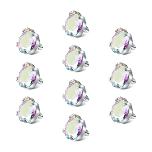 vcmart 16G 3mm Replacement Balls & 14G 5mm Piercing Balls Externally Threaded Nipple Industrial Tongue Belly Nose Lip Ear Piercing Barbell Parts - color: 1 -14G, 5mm colorful CZ, silver 10pcs