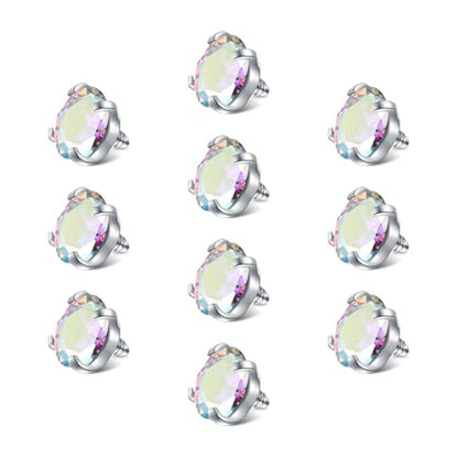 vcmart 16G 3mm Replacement Balls & 14G 5mm Piercing Balls Externally Threaded Nipple Industrial Tongue Belly Nose Lip Ear Piercing Barbell Parts - color: 1 -14G, 5mm colorful CZ, silver 10pcs