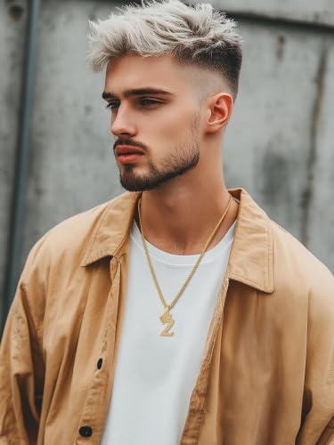 U7 Crown Initial Necklace Men Women, Bling Diamond A-Z 0-9 Letter Pendant with Wheat Chain, Silver/Black/Gold Plated CZ Alphabet Number Hip Hop Jersery for Father Husband - color: a. Gold, size: 26. Z