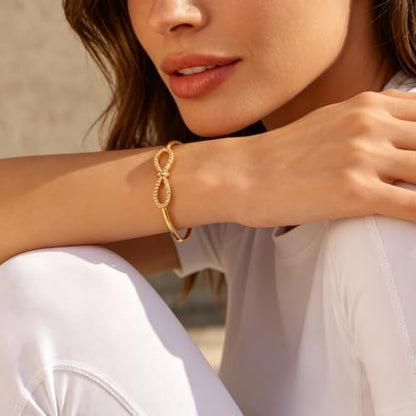 hotoo Gold Plated Bangle Bracelet for Women - style: Bow Knot