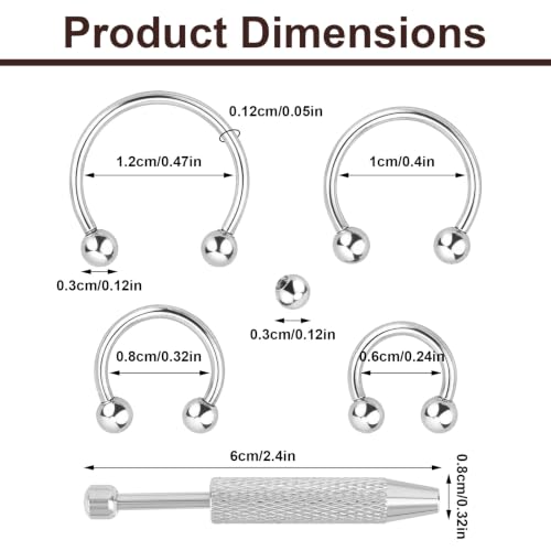 Mikovivi Acrylic Septum Rings,Plastic Horseshoe C-Shape Pincher Taper Cartilage Stretching Kit Piercing Retainer Jewelry for Women Man Nose Ear Tragus Size 14G 12G 10G 8G 6G 4G 2G 0G 00G